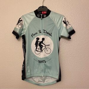 Vie 13 cycling shirt finn & dash biking Jersey front zip short Aqua blue short S
